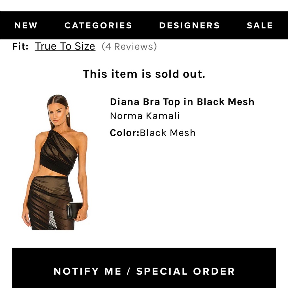 Norma Kamali Diana Bra top size S